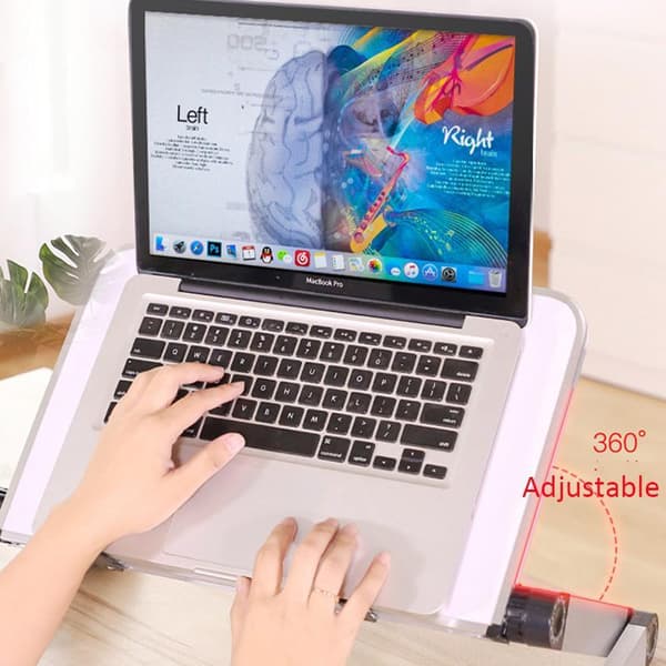 Vikbart Laptopbord, Ergonomiskt Stativ i Aluminium (Vit) Metallook