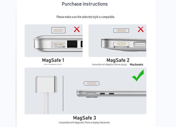 MagSafe 3 opladerkabel kompatibel med MacBook Air og MacBook Pro - 2 m Sort black