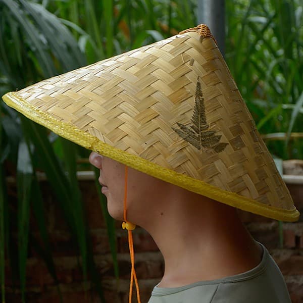 Retro bambu rottinki kalastajahattu käsintehty olkihattu A