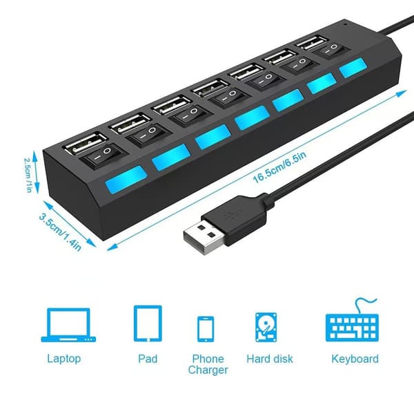 USB-HUBB USB 3.0 HUB 7 portar Multi USB-splitter 3 Hub med strömförsörjning för PC Laptop USB-HUB szq