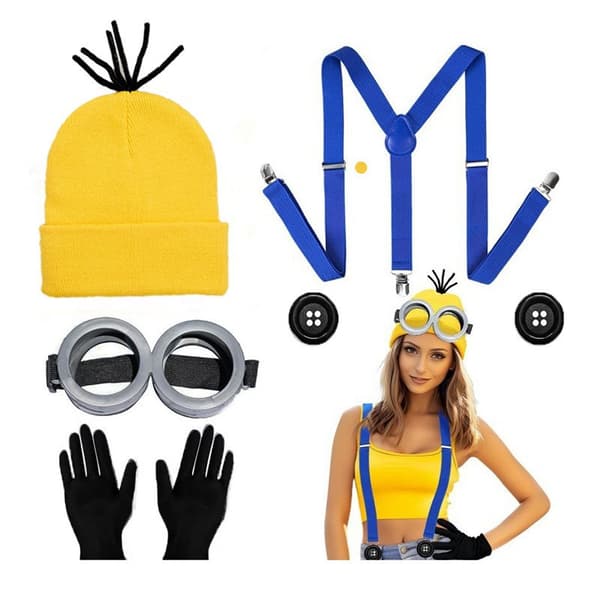 4 stk. Minions Halloween Kostume Tilbehør til Voksne Blå Blå Blue