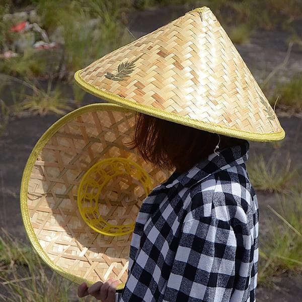 Retro bambu rottinki kalastajahattu käsintehty olkihattu A