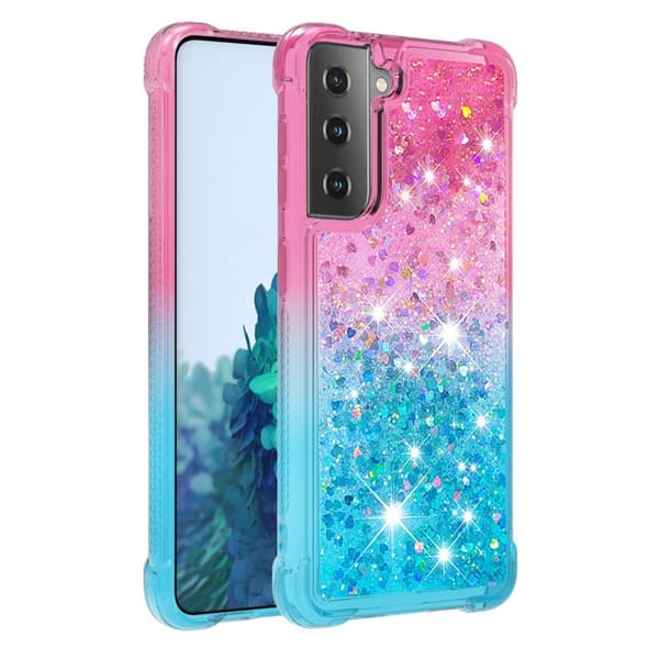 Samsung Galaxy S21 - Støtsikkert kvikksanddeksel - Rosa/Blå Blå Blå
