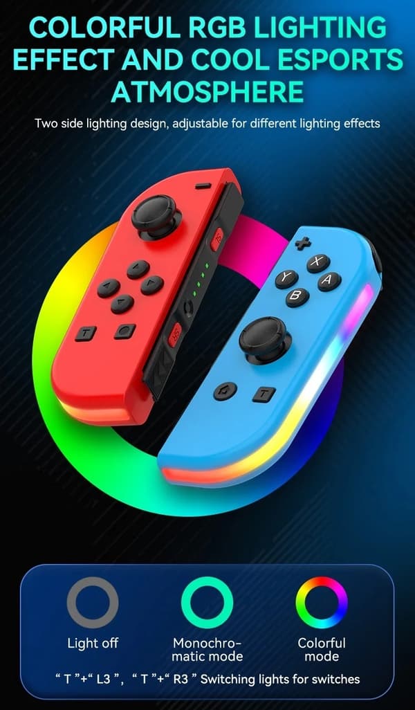 Controller LED kompatibel med JoyCon Nintendo Switch grå grå