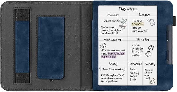 Stativ Etui til 7\" Kobo Libra Colour (2024), Premium PU Læder Stativ Beskytter med Håndrem og Auto Sort Black