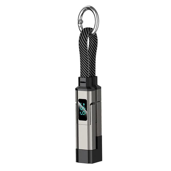 65W snabbladdande 4-i-1 nyckelringskabel med LED-display för iPhone & Android - USB C & USB A multiladdare grön Green