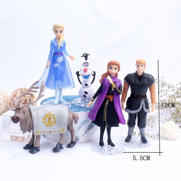 Frost Actionfigurer Kagepynt Legetøj, Frost Kagepynt til Fødselsdagsfest (5-pak)