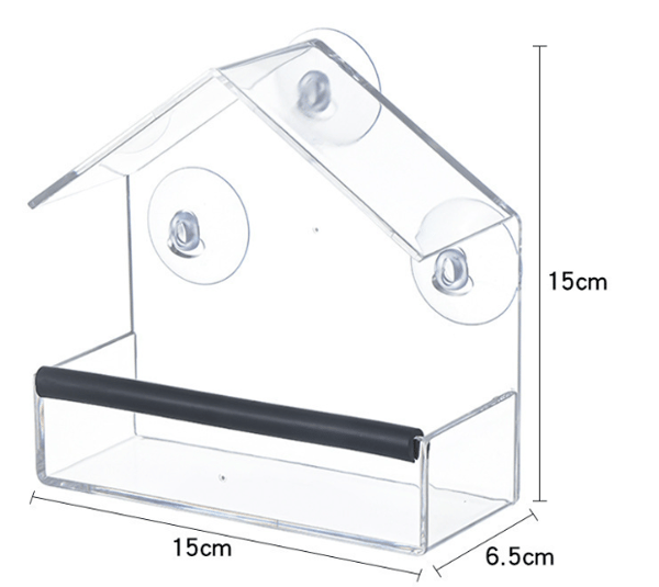 Vinduesfuglefoder - Fuglebur Punch-fri Sugekop Fuglefoder Transparent Vægmonteret Foder Pet Supplies PS material + adhesive strip