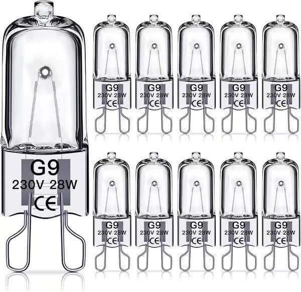 G9 halogenlampor 28W, 230V, 10-pack 28W