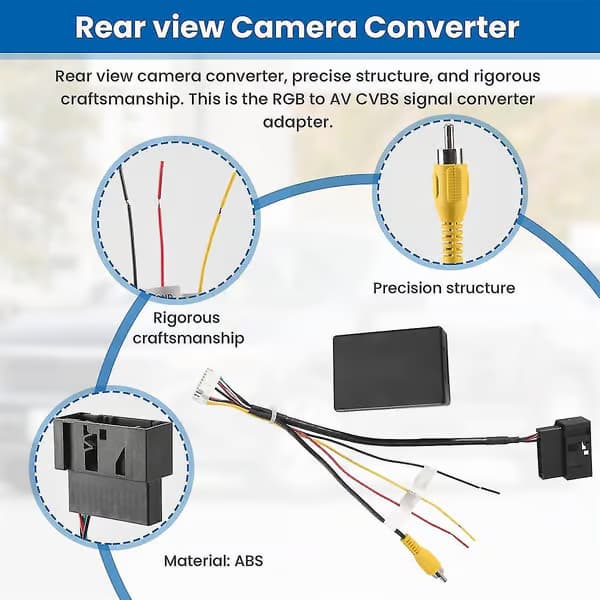RGB til (RCA) AV CVBS signalomformer dekoderboksadapter for fabrikkmontert ryggekamera Golf 6 CC