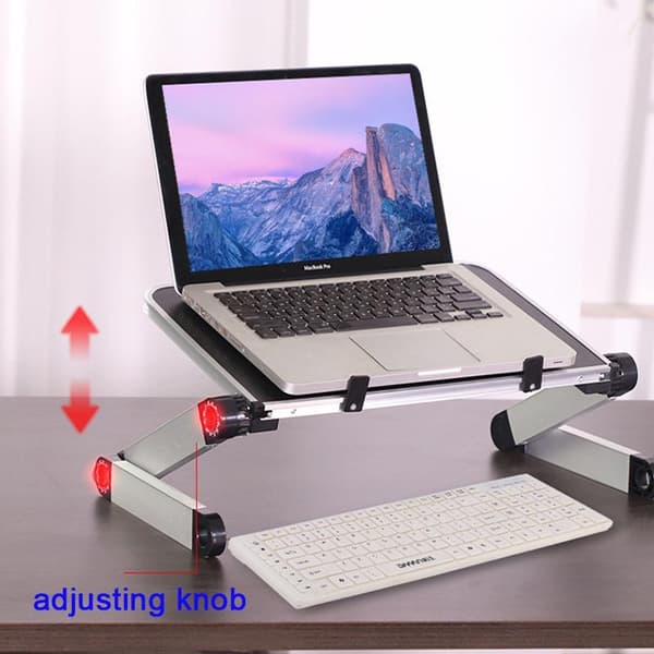 Vikbart Laptopbord, Ergonomiskt Stativ i Aluminium (Vit) Metallook