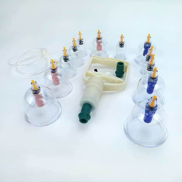 Cupping med vakuumpumpe til behandling og massage 12 stk