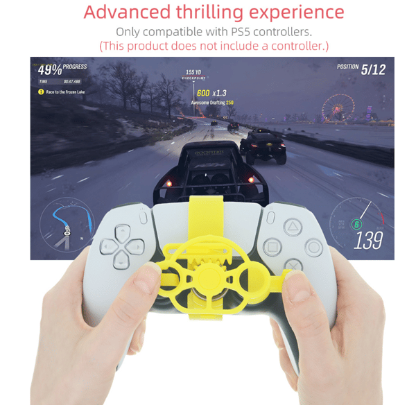 Game Racing Rat Mini Rat Tilbehør til PS5 Controller, Simulationskørselssimulator PS5 yellow