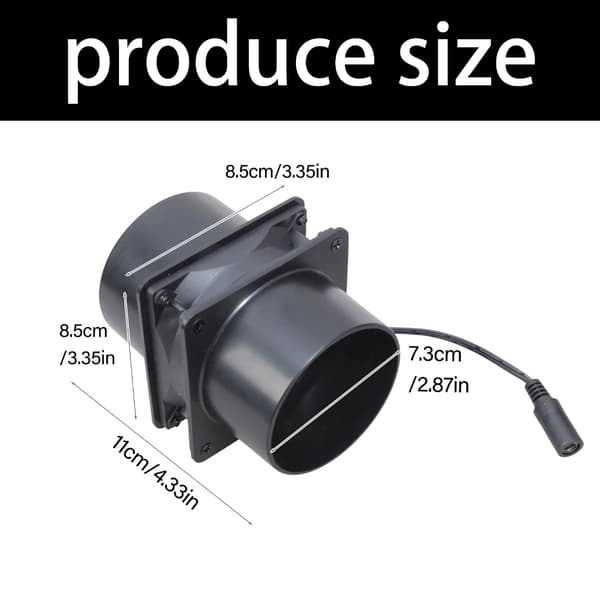 12V Ventilasjonsvifte 80mm Inline Vifte Justerbar Hastighet For Luftkvalitetskontroll