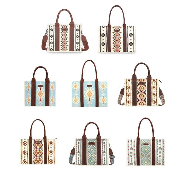 Wrangler Tote Bag Västerländska Väskor för Kvinnor Axelväska Boho Aztec Handväskor NY, 100% Ny Blå S Blue S