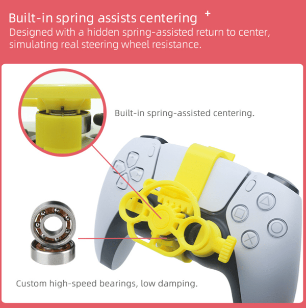 Game Racing Rat Mini Rat Tilbehør til PS5 Controller, Simulationskørselssimulator PS5 yellow