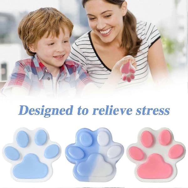 Handgjorda Squishy Stora Kattfot Silikon Klämleksaker för Stresslindring, Kattfot Jättefot Squishy Sensoriska Leksaker för Ångest & Avkoppling Blå Blue