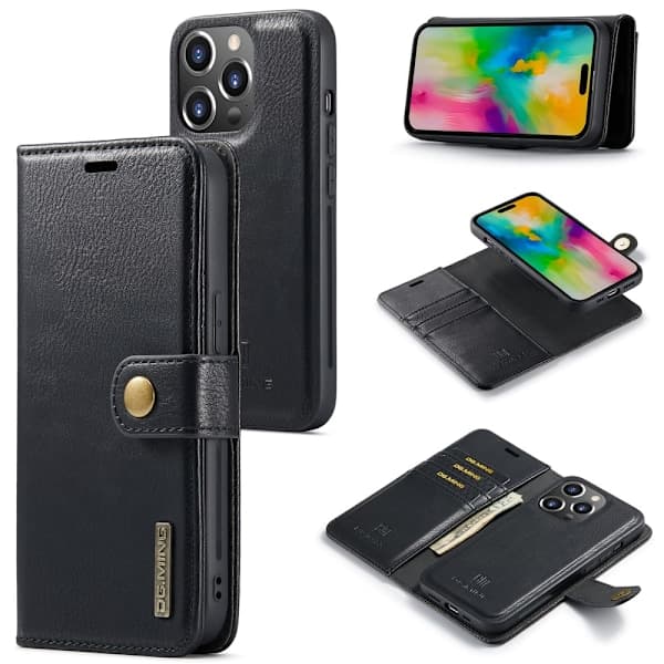 Lämplig för iPhone 16 Plus två-i-ett magnetiskt delbart mobiltelefonläderfodral iPhone16 Plus
