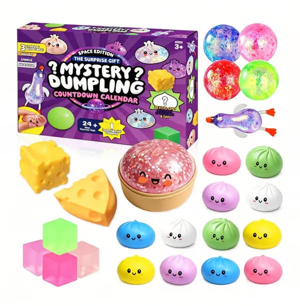 Sensorisk legetøj 25-pak Dumpling Squishy sæt, bløde stressbolde klemmelegetøj, Fidget stressaflastningssæt bolde glimmer isost, opbevaringsdamper