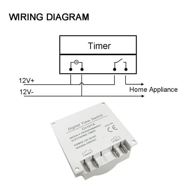 DC 12V Timerbrytare 16A Digitalt elektroniskt LCD-tidsrelä