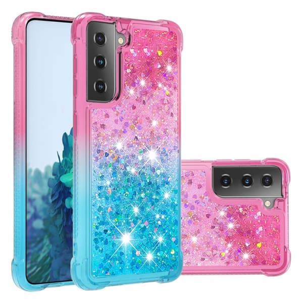 Samsung Galaxy S21 - Støtsikkert kvikksanddeksel - Rosa/Blå Blå Blå