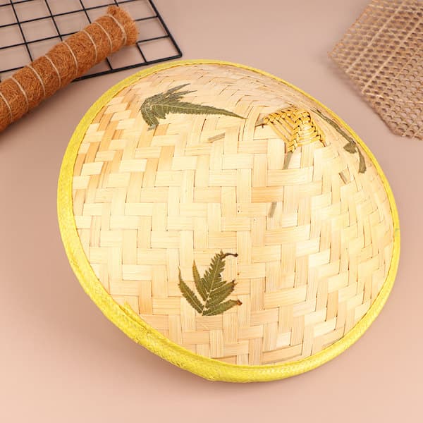 Retro bambu rottinki kalastajahattu käsintehty olkihattu A