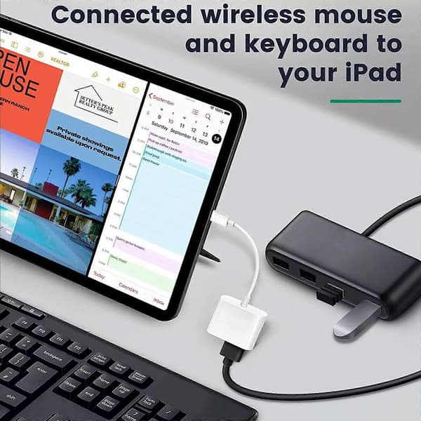 USB Naaras OTG -sovitin iPhonelle iPadille latausportilla