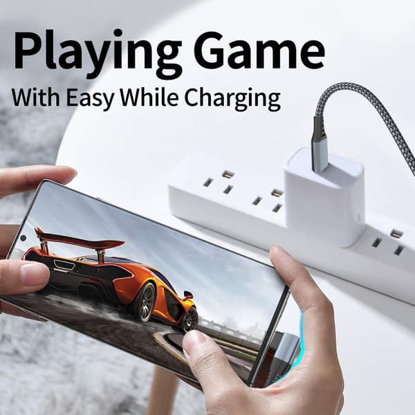 USB-C-lader med vinklet kontakt 60 W hurtiglading Grå 2 m