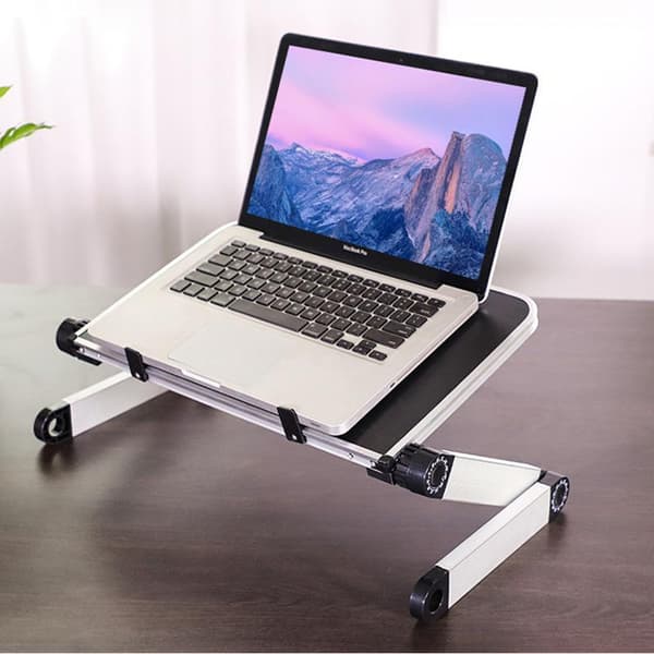 Vikbart Laptopbord, Ergonomiskt Stativ i Aluminium (Vit) Metallook