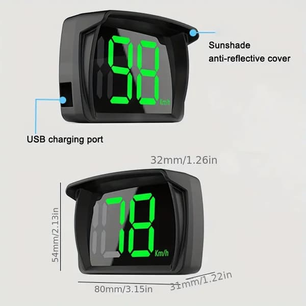 Bil GPS Digital Speedometer HUD Plug and Play KMH MPH Stor Skjerm Universal