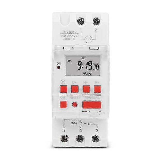 TM919B 220V 30A Programmerbar Digital Timerkontakt Din Automatiske Timerstyring til Lys, Ventilatorer -SY