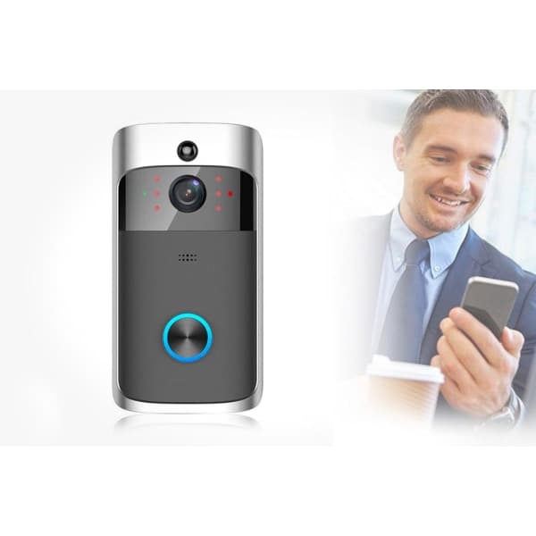 Trådlös video dörrklocka med rörelsesensor och wifi grå