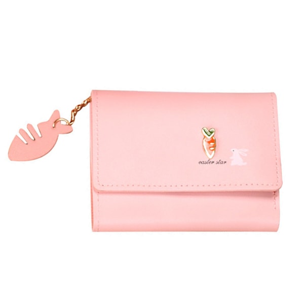 Damplånbok Söt väska kvinnlig kort stil dam liten väska pink