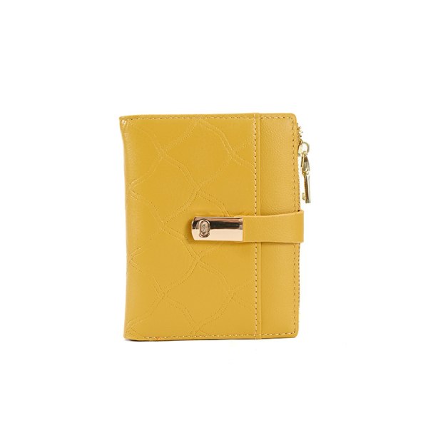 Plånbok Liten kompakt läderväska för kvinnor med ID-fönster yellow