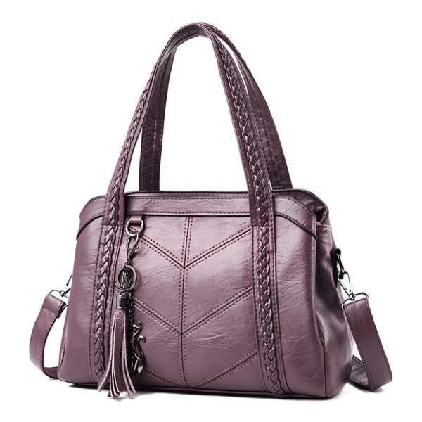 Handväska för kvinnor, axelremsväska, bärbar datorväska i mjukt läder med stor kapacitet Black