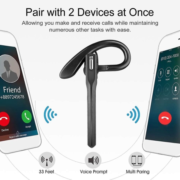 Trådlöst Bluetooth headset Bluetooth -handsfree-headset med brusreducerande mikrofon Over-ear Unilateralt headset