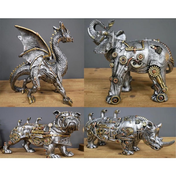 Gotisk dekor Steampunk retrostil hartsstaty Skrivbordsdekoration Skulptur Djurhantverk dragon