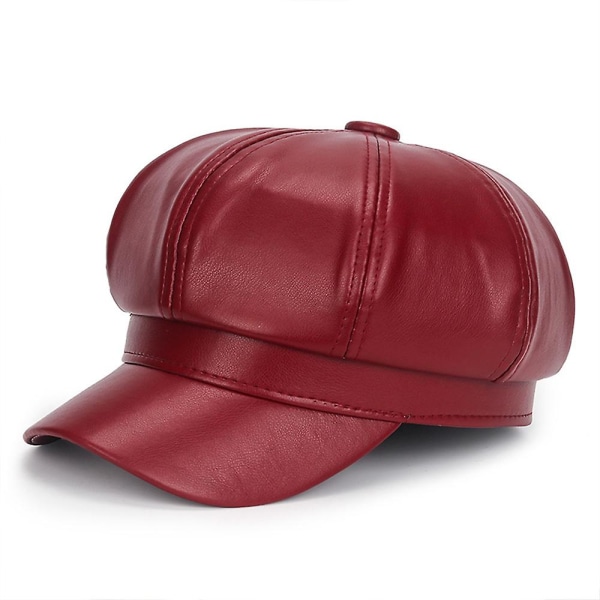 Pu Leather Cab Painter's Hat Ivy Basker Gatsby red