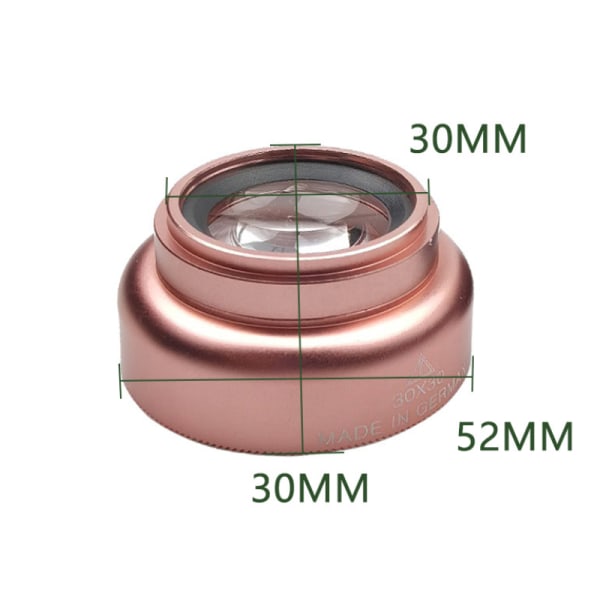 Handhållen förstoringsglas Mini 30X optiska glaslinser Dome Pink