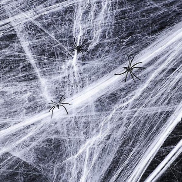 Spindelnätsdekoration Sträckbar spindel Spindelnät Halloween dekoration med 20st spindlar