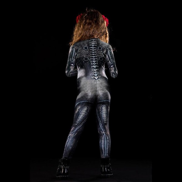 Halloween Decor Skelettdräkt för kvinnor och flickor Halloween Decor Kostym Print Bodysuit 140cm