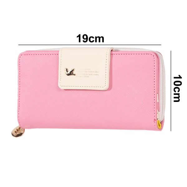 Plånbok Dam Multi-card bifold lång dragkedja Clutch handväska pink