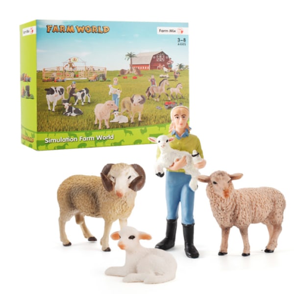 Gårdsmodell barnleksaker djur miniatyrdocka modell varelse leksak rolig docka set semesterpresent E