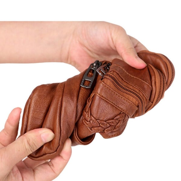 Kvinnor PU-läder liten axelväska Cash Bag Mobiltelefonväska brown