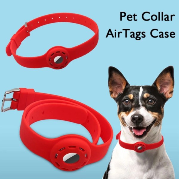 krage Silikon AirTag hund- och katthalsband skyddshylsa AirTag halsband för husdjur anti-förlorade artefakt spårare red