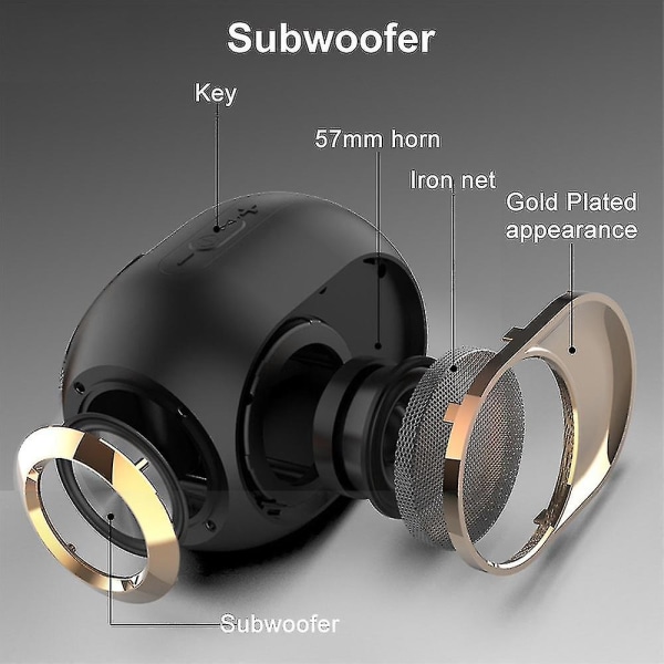 Bluetooth högtalare Mini trådlös Bluetooth högtalare Bärbar subwooferhögtalare Black