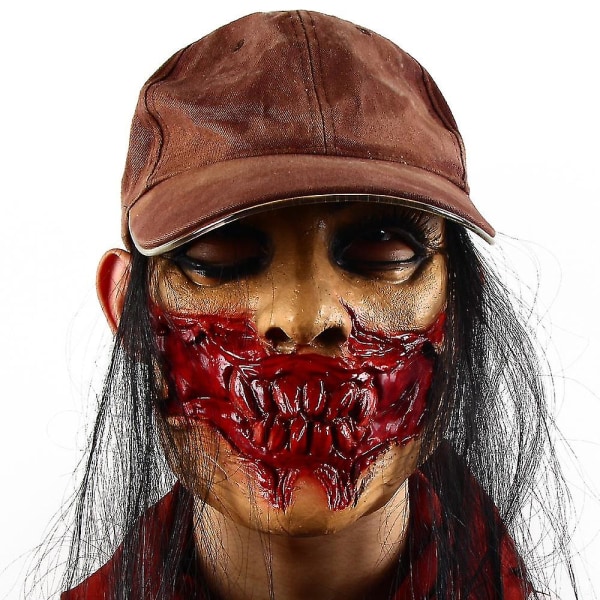 Blodig skräckmask Halloween-dekor Skrämmande blodiga zombiemasker Skräckvampyrmask Cosplay-tillbehör G