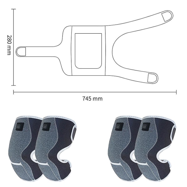 USB elektrisk uppvärmd knäskyddsstöd med 3 värmeinställningar Färgblock Vinterben Knävarma presenter (multi ) Left and Right