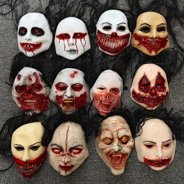 Blodig skräckmask Halloween-dekoration Skrämmande blodiga zombiemasker Skräckvampyrmask Cosplay H