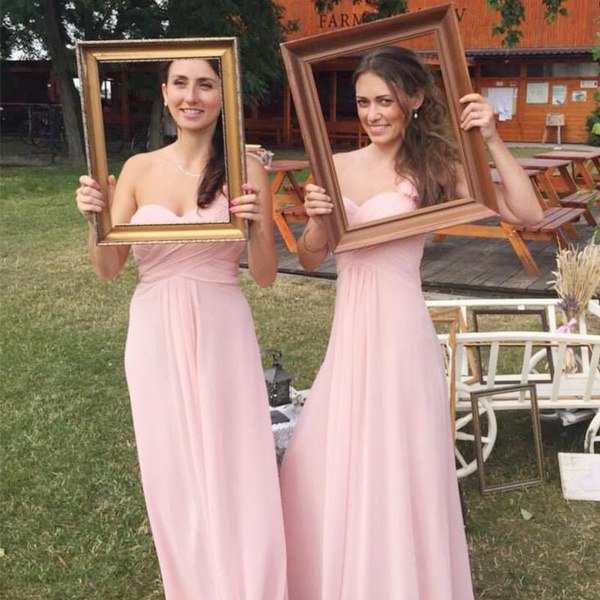 Ever-Pretty Mode Kvinnor Blommor En Shoulder Lång Chiffong Bröllop Brudtärna Aftonklänningar pink 10